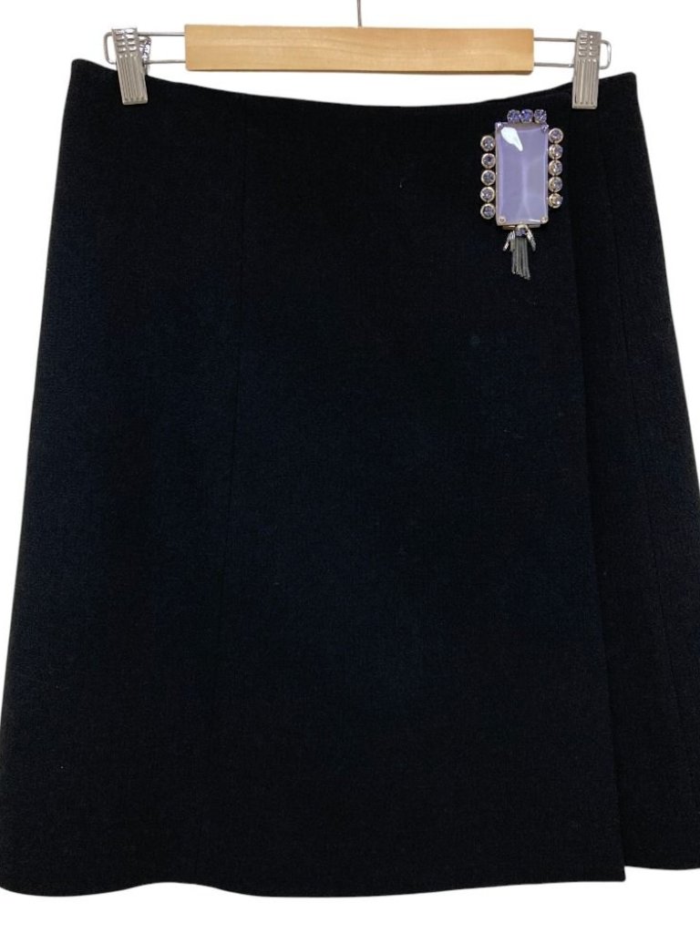 Prada Visual Wool Skirt 38 Black